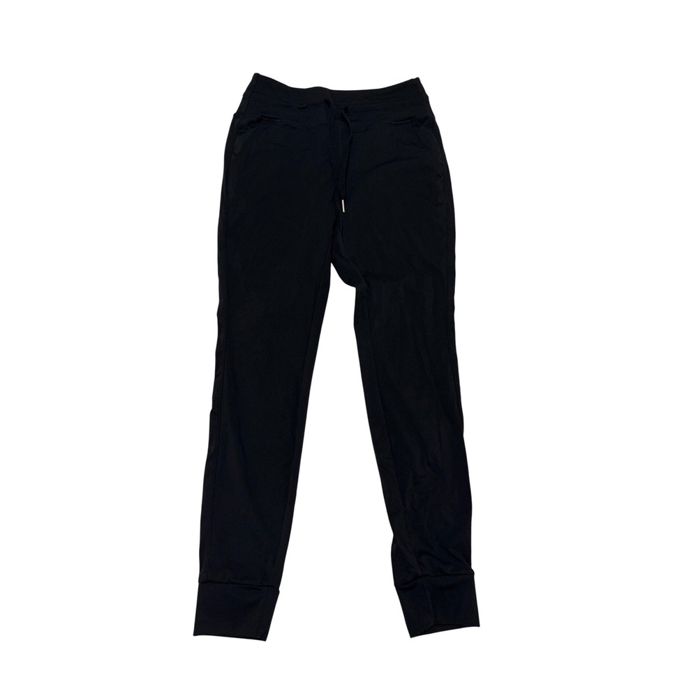 Womens Black Tapered Jogger Pants Drawstring Activewear Sweatpants Small